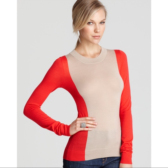 Theory Red Porsha Preen Color Block Sweater - Picture 3 of 3